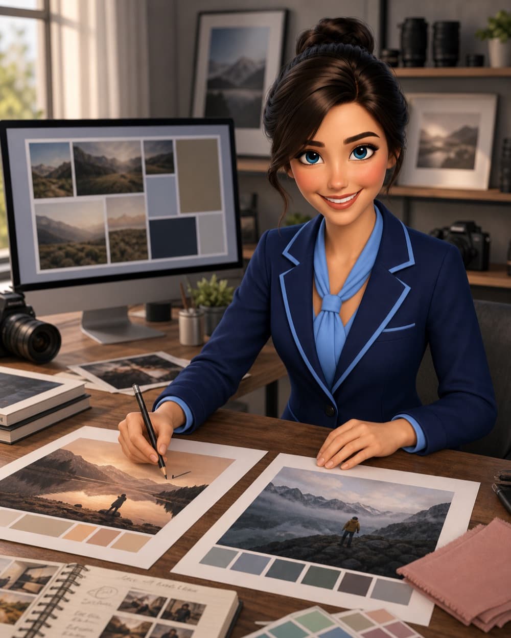 Patsy planning the visual direction for a photography brand
